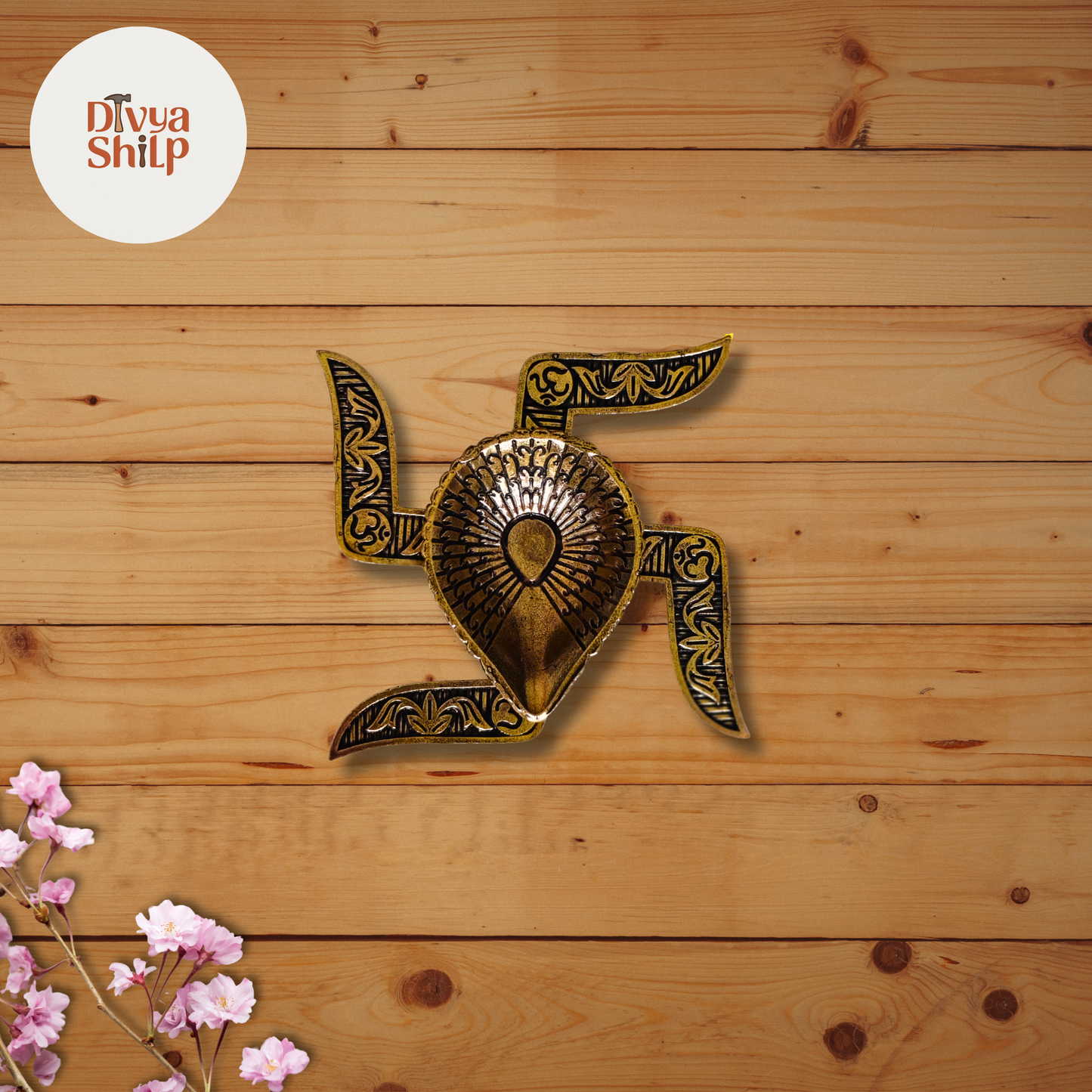 Handcrafted Brass Swastik Diya for Puja