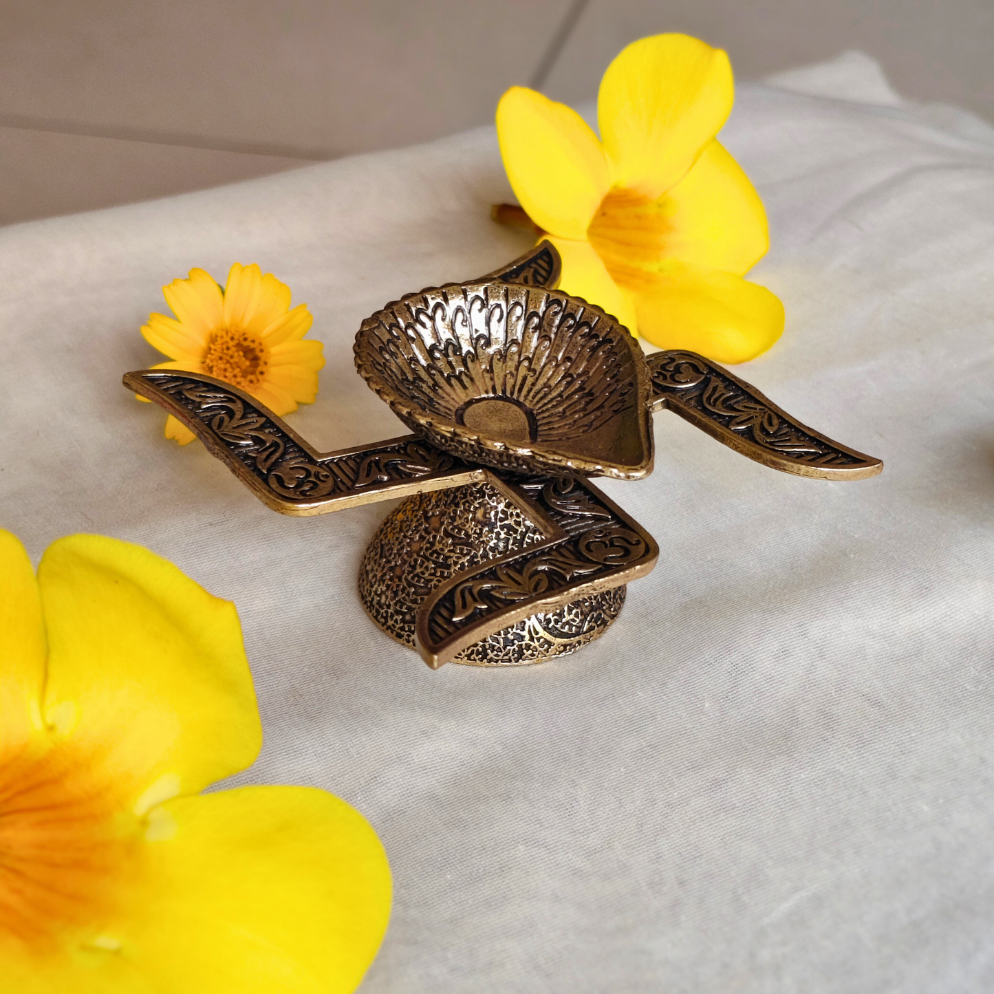 Handcrafted Brass Swastik Diya for Puja