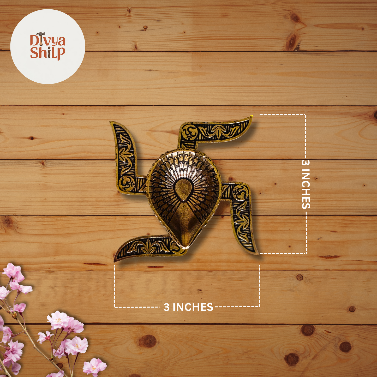 Handcrafted Brass Swastik Diya for Puja