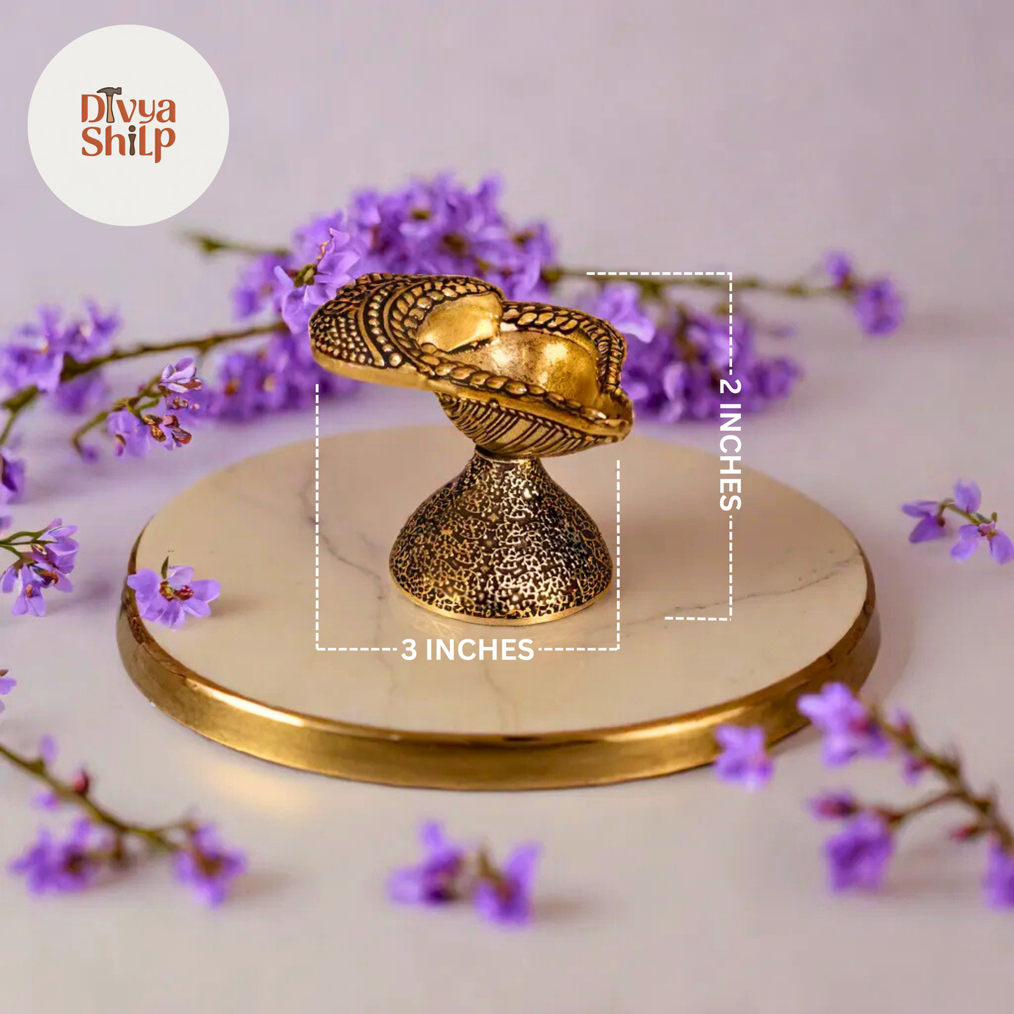 Handcrafted Brass Shankh Diya for Pooja