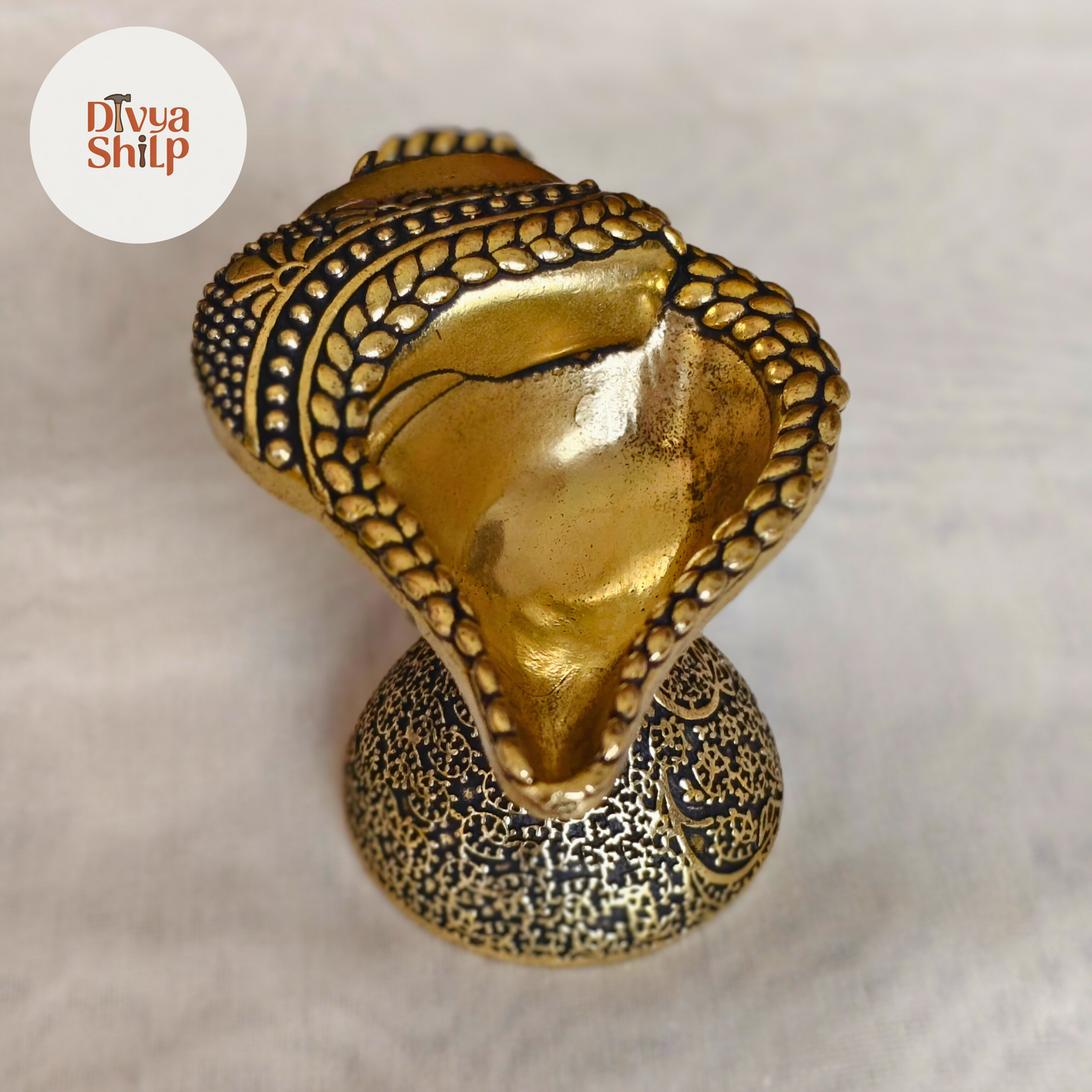 Handcrafted Brass Shankh Diya for Pooja