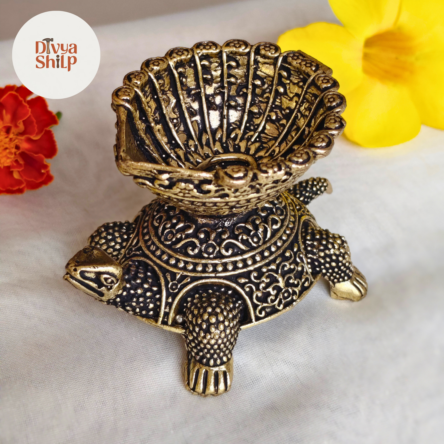 Handcrafted Brass Turtle Diya for Pooja & Vastu