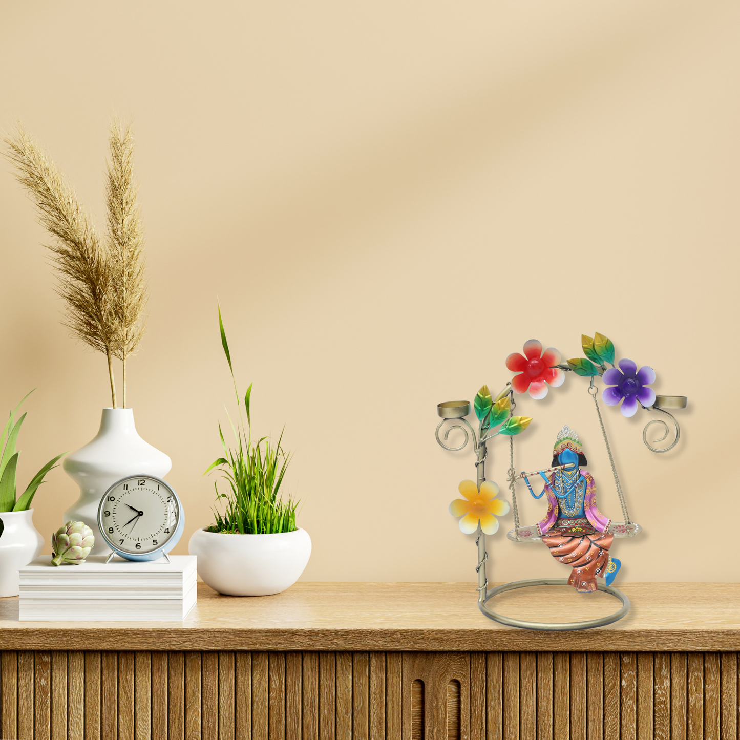 Krishna on Jhula with Bansuri – Elevate Your Space with Divine Elegance