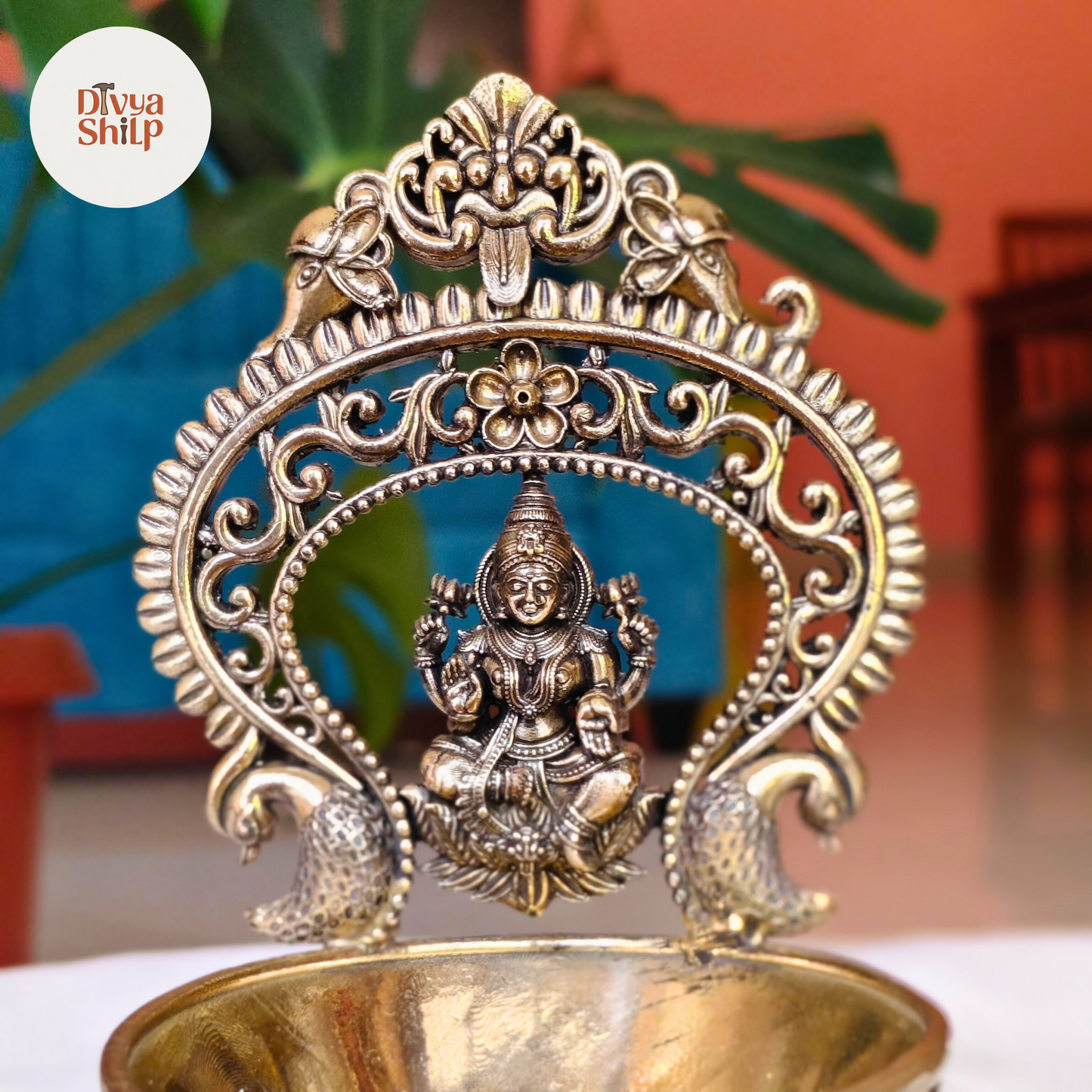 Brass Lakshmi Diya | Handcrafted Traditional Brass Oil Lamp for Pooja, Home Temple & Diwali Decor
