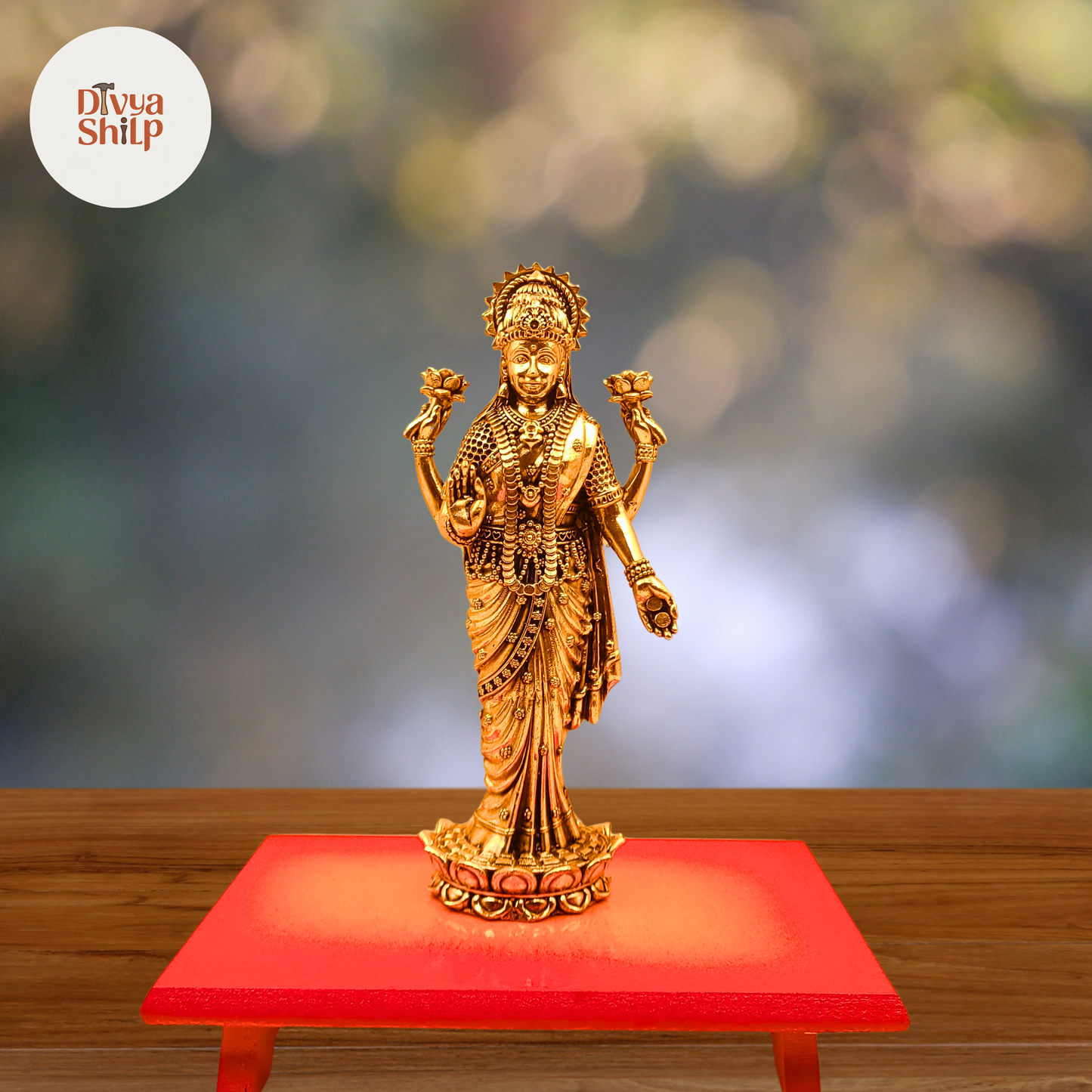 Brass Goddess Lakshmi idol for home pooja and Diwali decor