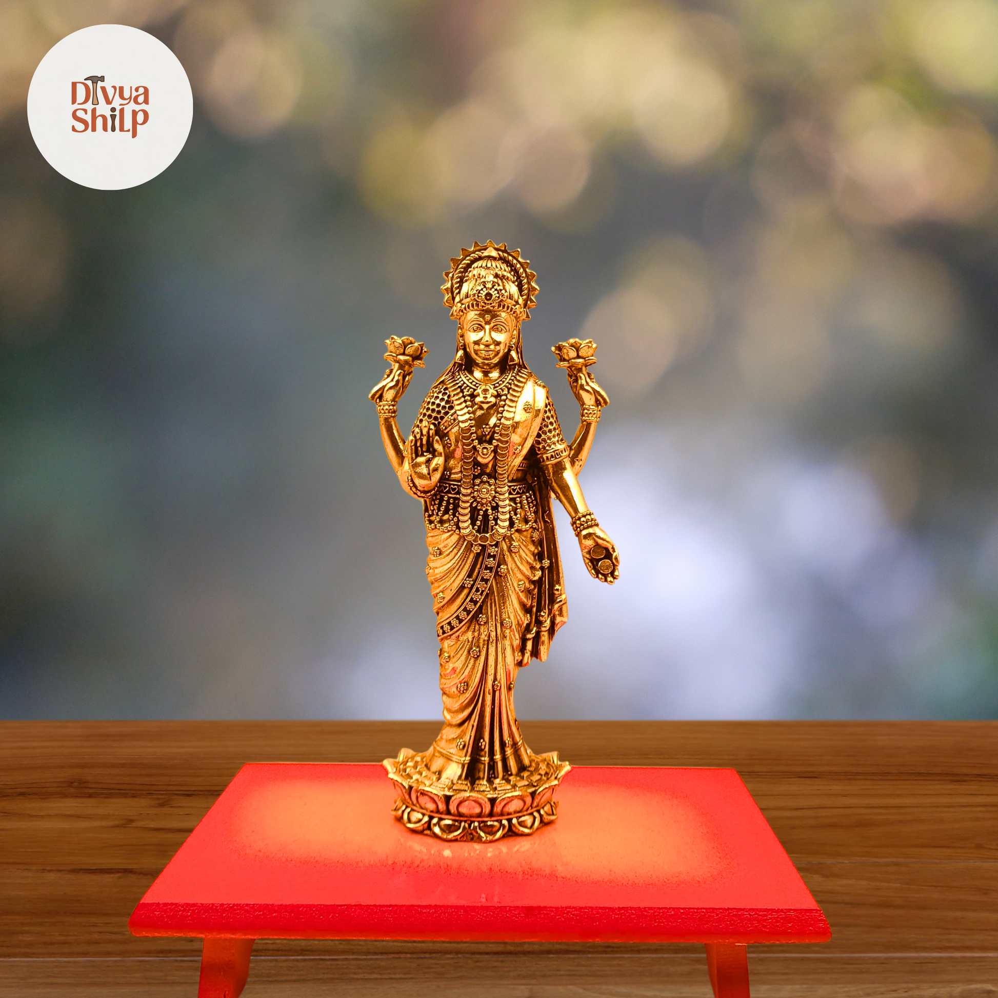 Brass Goddess Lakshmi idol for home pooja and Diwali decor