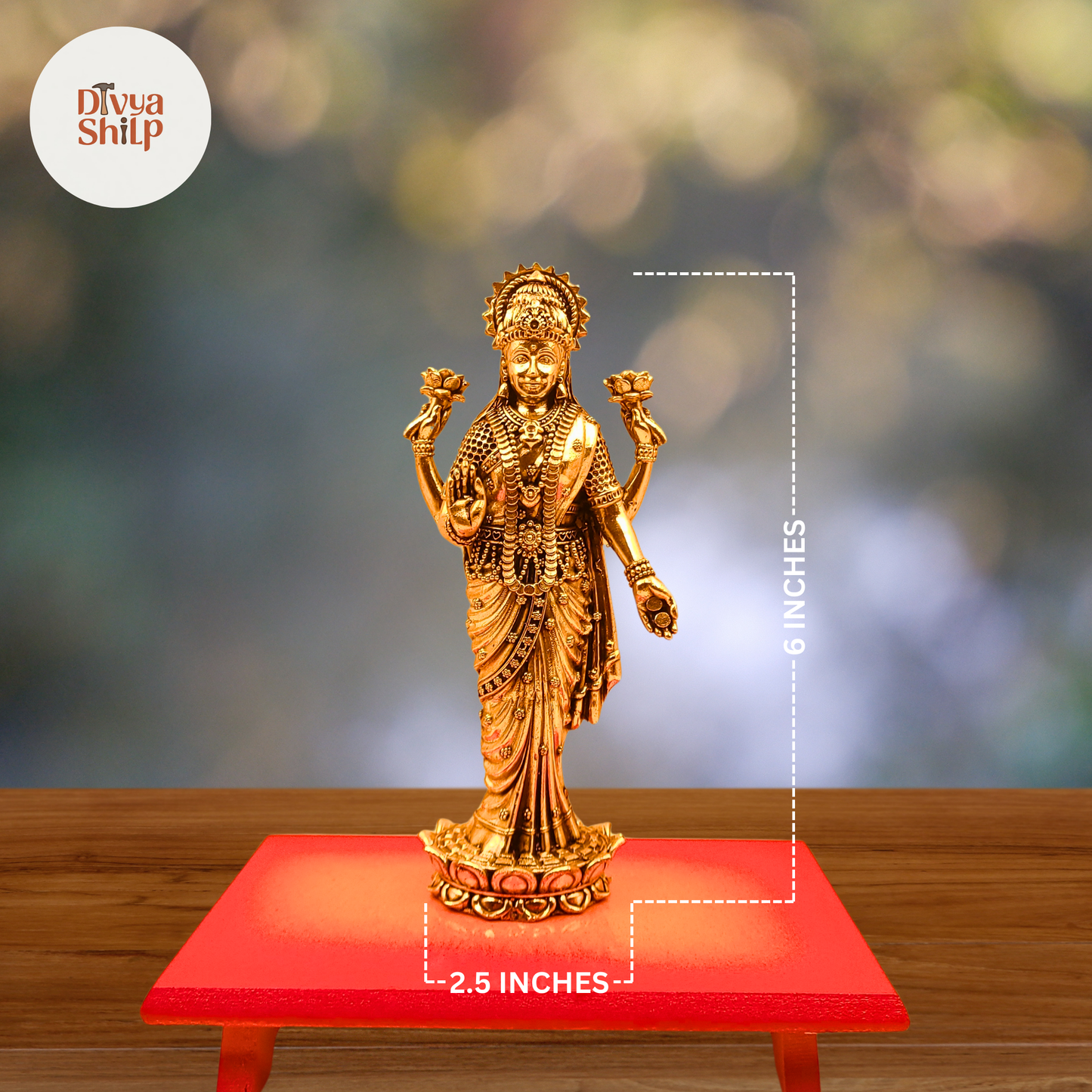 Lakshmi idol with intricate carvings for mandir or gifting