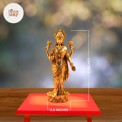 Lakshmi idol with intricate carvings for mandir or gifting