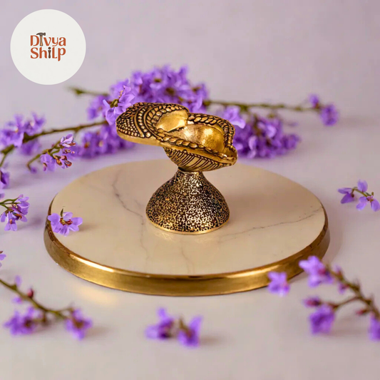 Handcrafted Brass Shankh Diya for Pooja