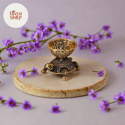 Handcrafted Brass Turtle Diya for Pooja & Vastu