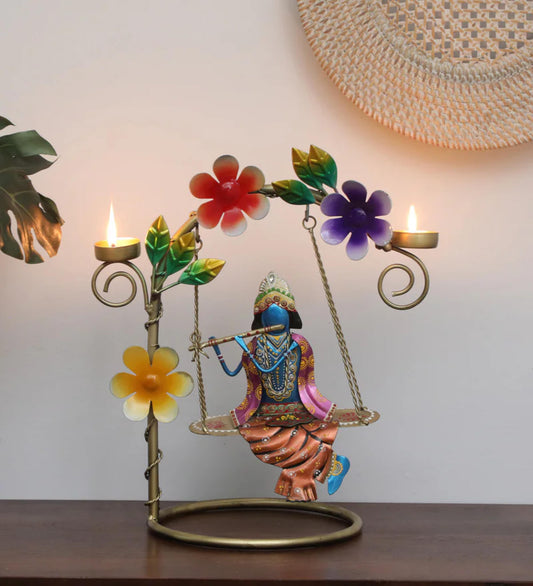 Krishna on Jhula with Bansuri – Elevate Your Space with Divine Elegance